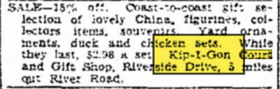 Kip-I-Gon Court and Gift Shop - Aug 1954 Ad For Gift Shop (newer photo)